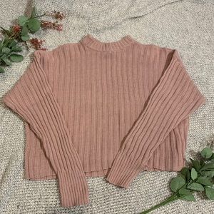 American Eagle Blush Mockneck Boxy Sweater